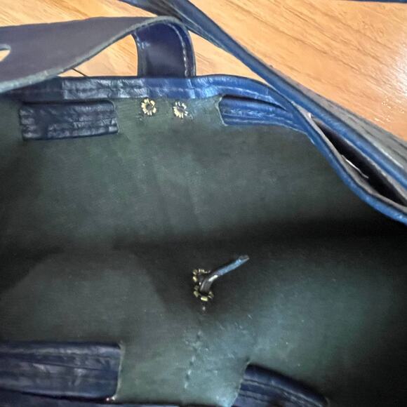 Vintage Navy Blue Vinyl Bag Red Watermelon Slice Pockets - Picture 10 of 10